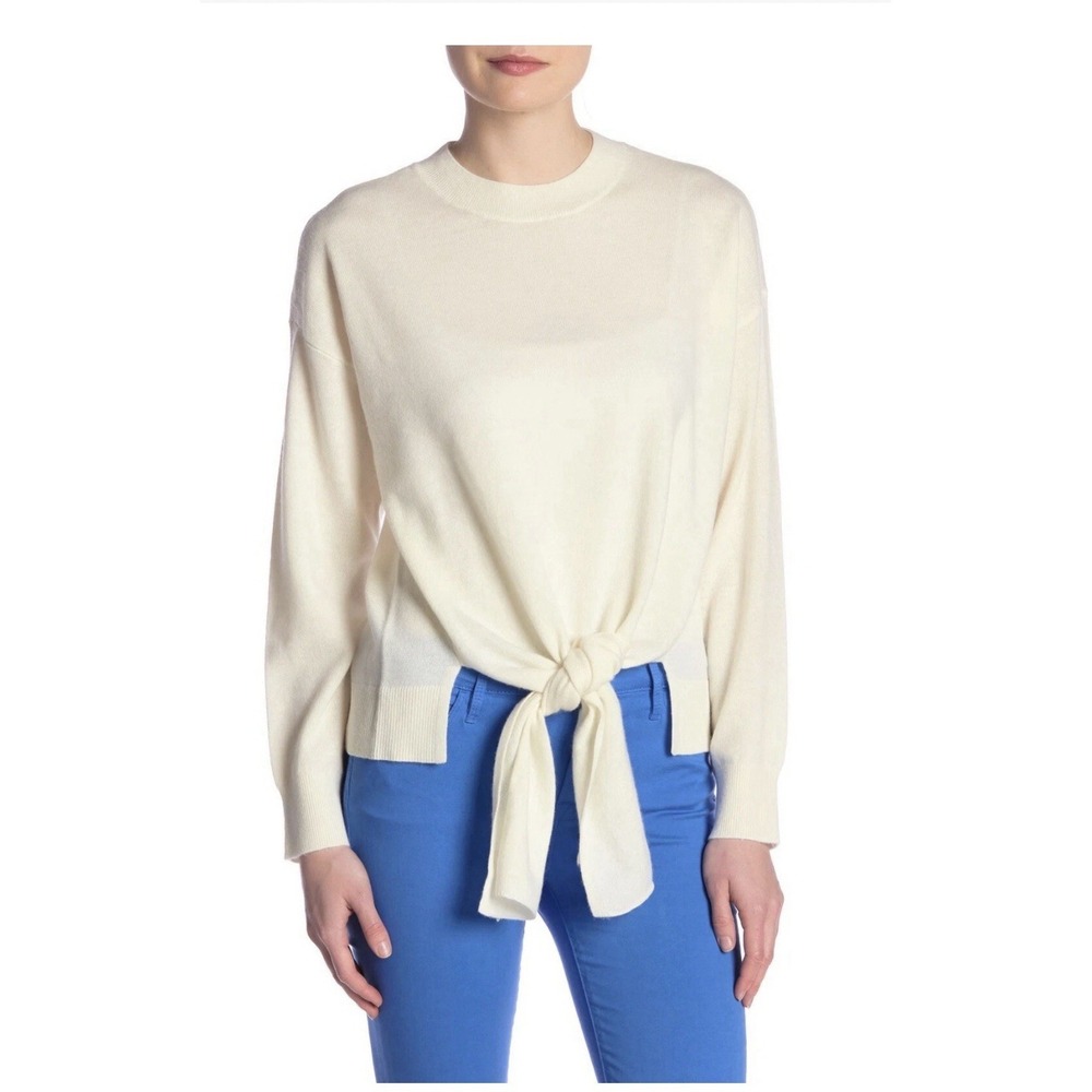 Frame Cashmere Sweater Medium Wool Blend Twist Off White Flaw